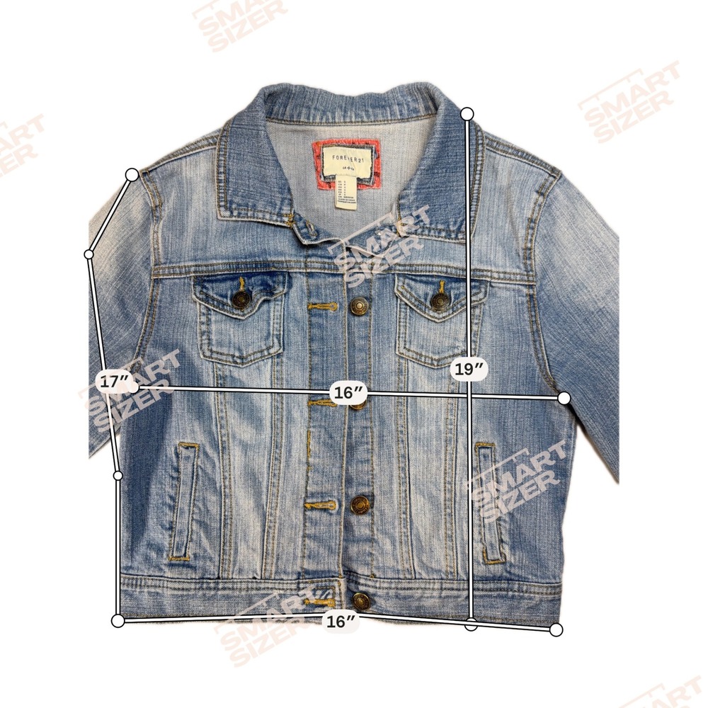 Forever 21 Womens Light Wash Denim Trucker Blue Jean Jacket Long Sleeve Small - Picture 9 of 9